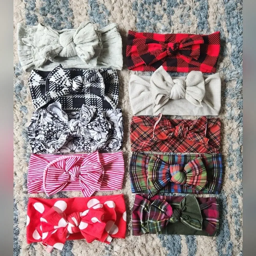 Baby Bling Headbands Winter Holiday Prints Colors || Set of 10 EUC
